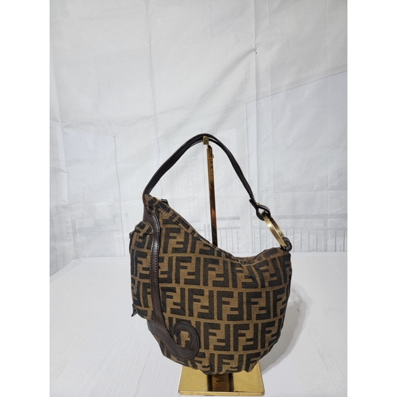 Fendi Tobacco Zucca Canvas and Leather Oyster Bag Brown - Picture 1 of 11
